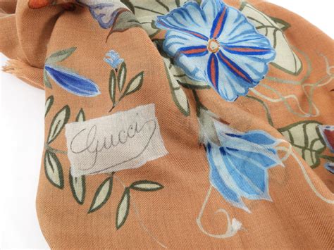 gucci flora kris knight scarf|Gucci Light Brown Floral Kris Knight Shawl Scarf.